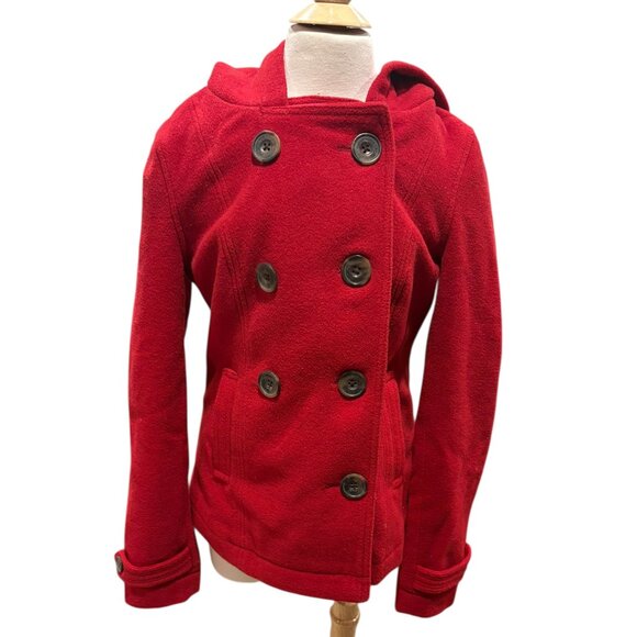 Aeropostale Women's Apple Red Pea Coat - Picture 1 of 5
